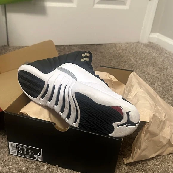 Jordan 12 Retro Black and White Sneakers - Picture 3 of 7
